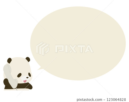 Smiling panda making a phone call. With speech bubble Smiling panda making a phone call. With speech bubble 123064828