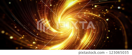 抽象的金色光芒漩渦的 3d 插圖 抽象的金色光芒漩渦的 3d 插圖 123065035