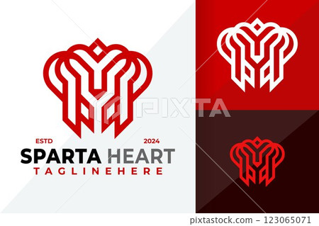 Letter M Spartan Heart Logo Icon Vector Design Illustration 123065071