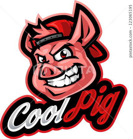 Cool pig head mascot Cool pig head mascot 123065195