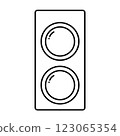 Simple mechanical twin-lens reflex camera; film camera; line icon; illustration; silhouette 123065354