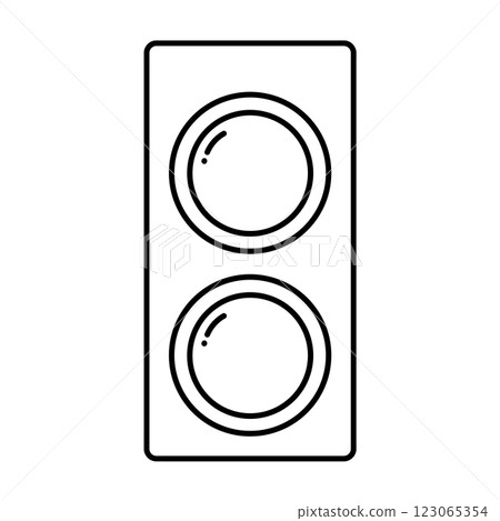 Simple mechanical twin-lens reflex camera; film camera; line icon; illustration; silhouette 123065354
