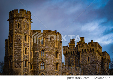 The beautiful towers of Windsor Castle 123065886