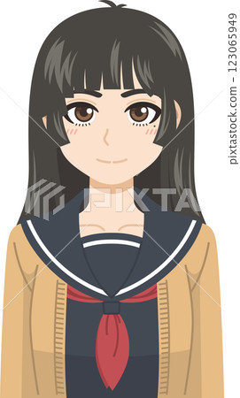 Female student in winter sailor uniform 123065949