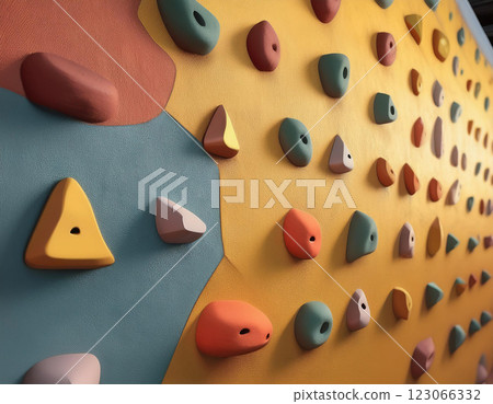 Climbing wall, Geometry both in the city and buildings. AI Generated. 123066332