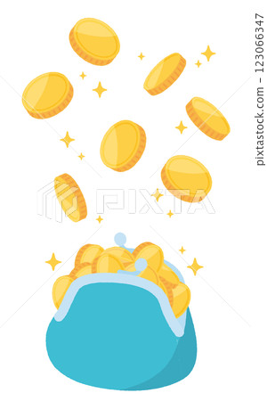 Illustration of a purse filled with coins 123066347