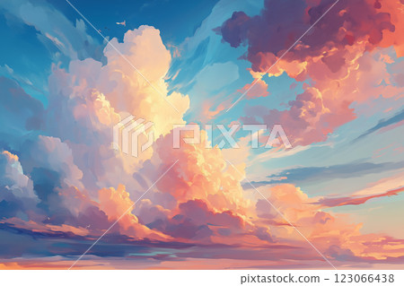 夏日傍晚的天空中，積雨雲升起 123066438