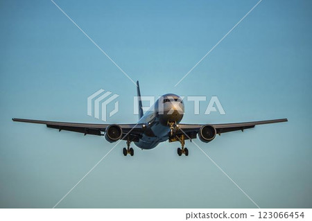 Sendai Airport at dusk, airplane landing, Natori City, Miyagi Prefecture 123066454