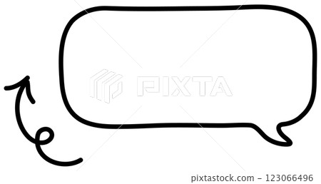 Black and white illustration of speech bubble and arrow Black and white illustration of speech bubble and arrow 123066496