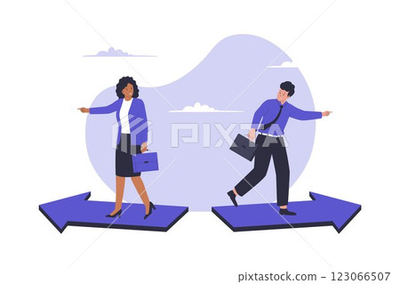 Illustration of different business direction Illustration of different business direction 123066507