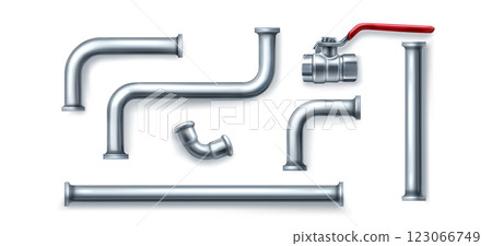Plumbing 3d metal pipe elements set 123066749