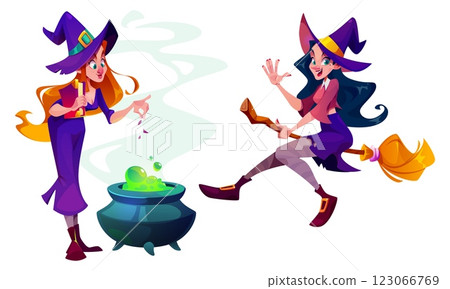 Funny witch characters set isolated on white 123066769