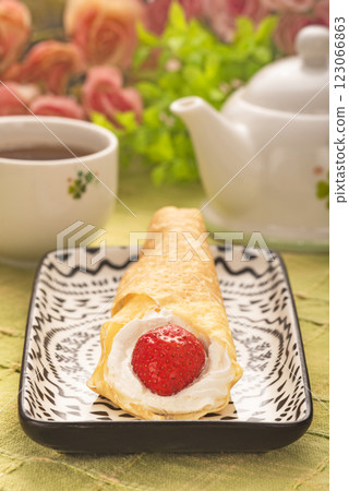 Delicious strawberry crepe 123066863