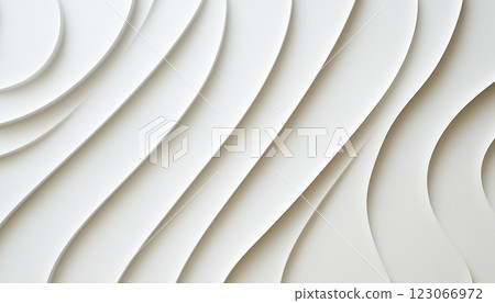 Minimalist White Wall with Wavy Parametric Patterns and Modern Texture 123066972