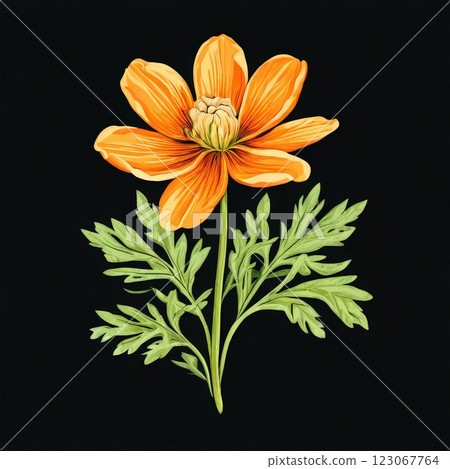 the AI Image Generator, Delicate Orange Flowers Illustrated with Green Leaves the AI Image Generator, Delicate Orange Flowers Illustrated with Green Leaves 123067764