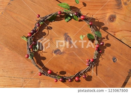 紅色南天竹花環 紅色南天竹花環 123067800