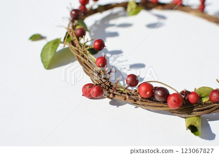 紅色南天竹花環 123067827