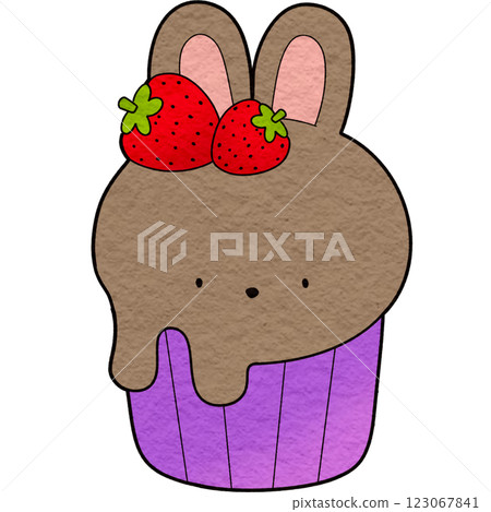 The illustration of a cupcake with bunny ears The illustration of a cupcake with bunny ears 123067841
