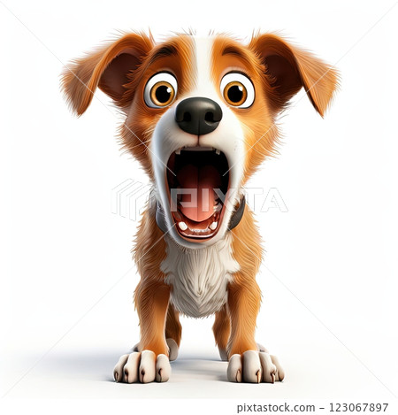 the AI Image Generator, Adorable Animated Dog with Excited Expression 123067897