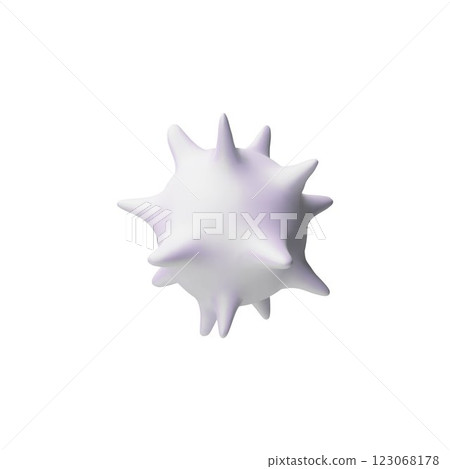 Virus 3D vector icon, white bacterium molecule, viral or germ cell, volume COVID or influenza infection, pathogen symbol 123068178