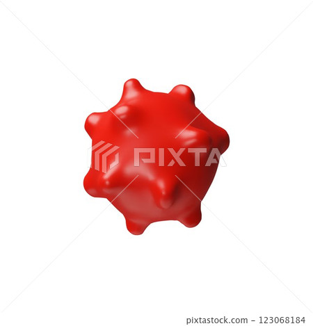 Virus 3D vector icon, cartoon red bacterium molecule, viral or germ cell, volume COVID or influenza infection, pathogen 123068184