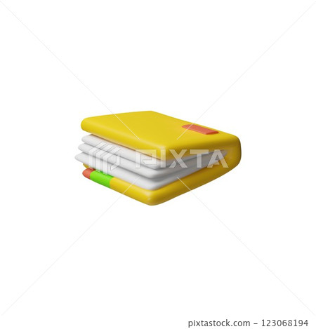 Folder with documents lies 3D cartoon plastic style, vector file management concept, data files organization interface Folder with documents lies 3D cartoon plastic style, vector file management concept, data files organization interface 123068194