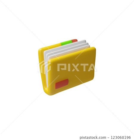 Folder with documents 3D cartoon plastic style vector icon, file management concept, data files organization interface 123068196