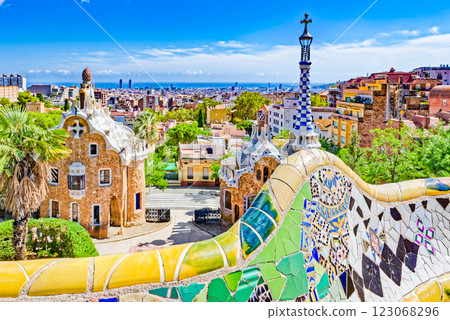 Barcelona. Gorgeous and amazing Park Guel . 123068296
