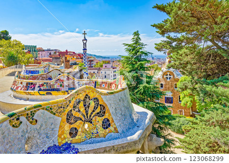 Barcelona. Gorgeous and amazing Park Guel . 123068299