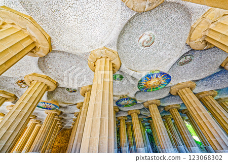 Barcelona. Gorgeous and amazing Park Guel . 123068302