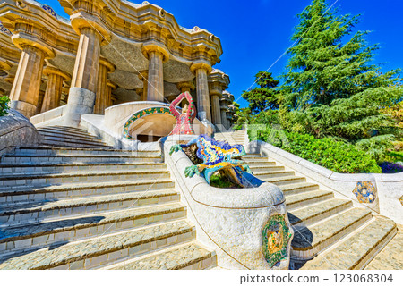 Barcelona. Gorgeous and amazing Park Guel . Barcelona. Gorgeous and amazing Park Guel . 123068304