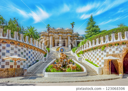 Barcelona. Gorgeous and amazing Park Guel . 123068306