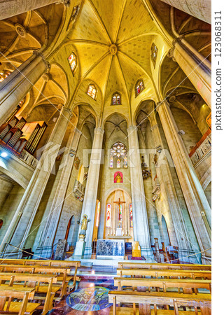Indoor Sagrat Cor church is located.  Barcelona. 123068311