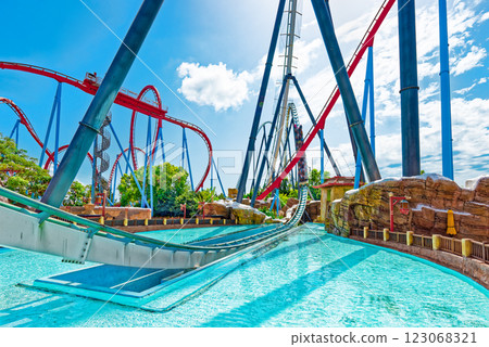 Roller Coaster in funny amusement park. 123068321