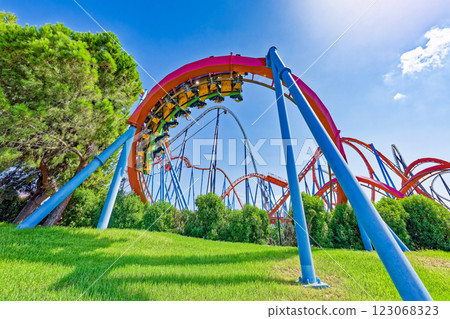 Roller Coaster in funny amusement park. 123068323