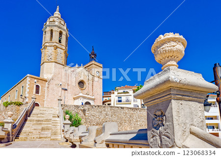 Iconic church of St. Bartholomew and St. Thecla. Sitges. 123068334