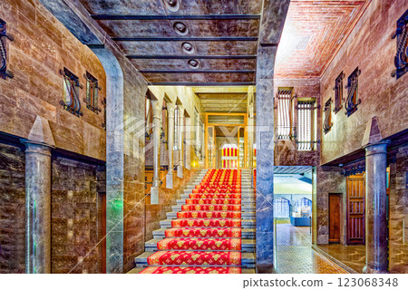 Barcelona. Inside Palace of Guell (Palau Guell) Gothic Quarter. 123068348