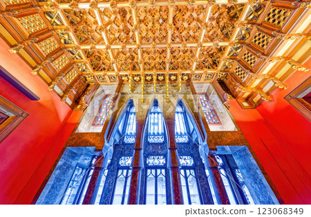 Barcelona. Inside Palace of Guell (Palau Guell) Gothic Quarter. Barcelona. Inside Palace of Guell (Palau Guell) Gothic Quarter. 123068349