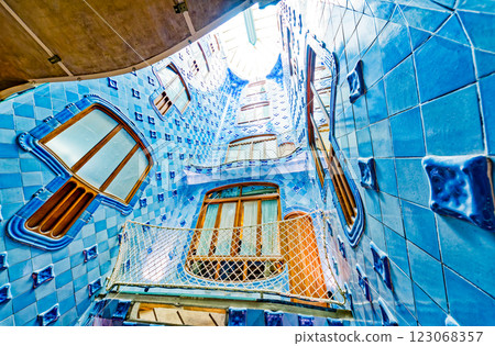 Interior and inner chambers Gaudi's creation- House Casa Batllo. 123068357