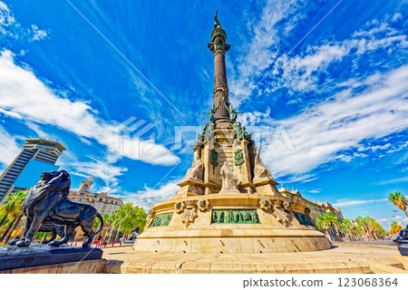 Monument of Columbus in Barcelona. Monument of Columbus in Barcelona. 123068364