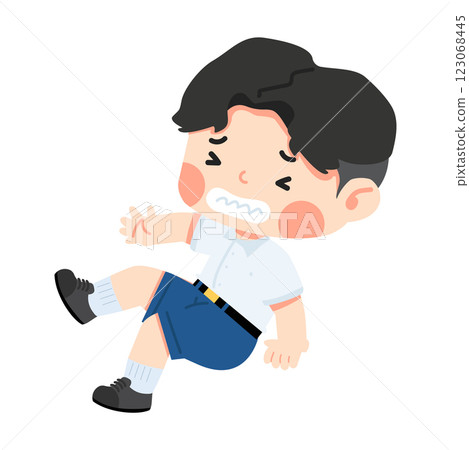 Cute Student slips and falls Cute Student slips and falls 123068445