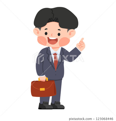 Business man stands and points Business man stands and points 123068446