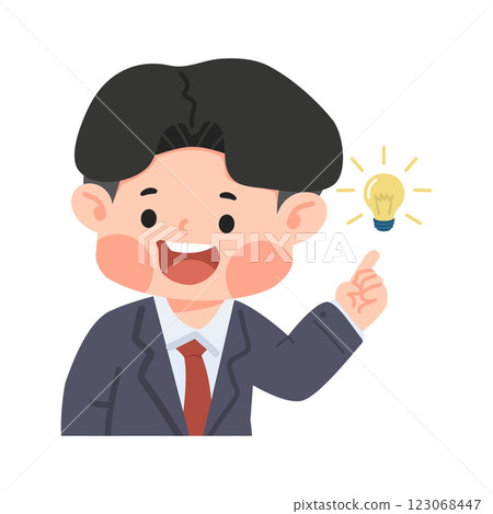 Business man stands with lightbulb Business man stands with lightbulb 123068447
