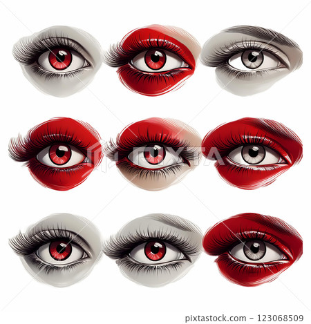 3d rendering red lips and eyes 123068509