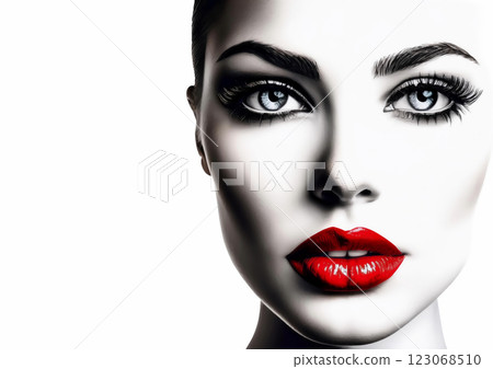 3d rendering red lips and eyes 123068510