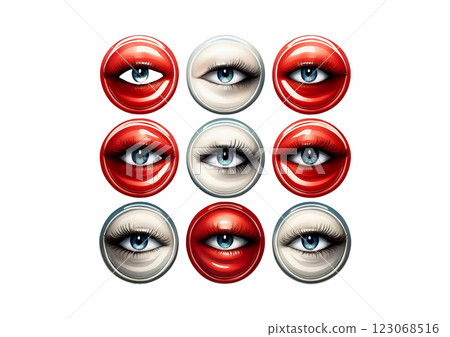 3d rendering red lips and eyes 123068516