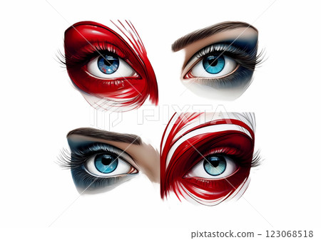 3d rendering red lips and eyes 123068518