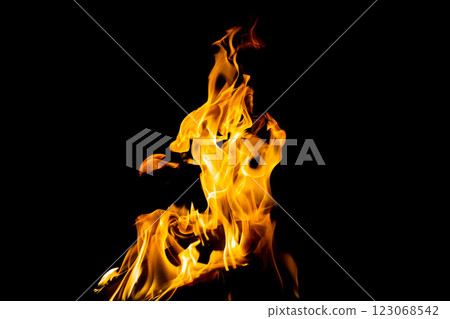 Burning flame or fire isolated on black background. Burning flame or fire isolated on black background. 123068542