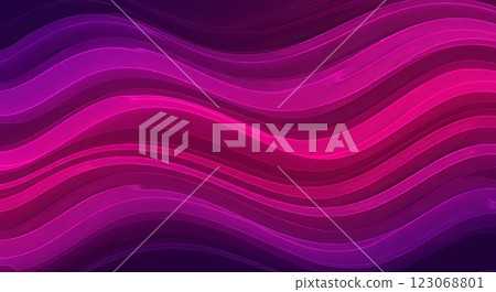 Vibrant purple and pink wavy abstract background with curved lines 123068801