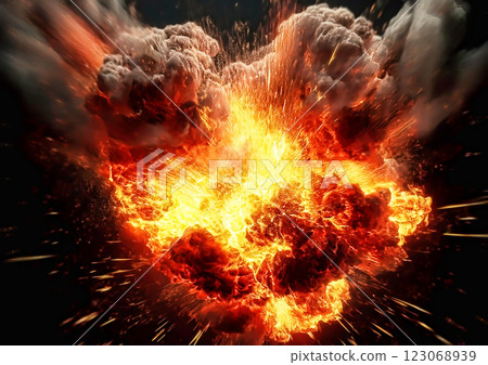 3d illustration background of exploding and burning flames 123068939